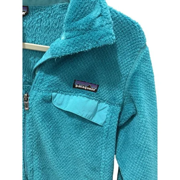 Patagonia Womens M Full-Zip Teal Textured Fleece Jacket With Chest Pocket And Co - Picture 3 of 5